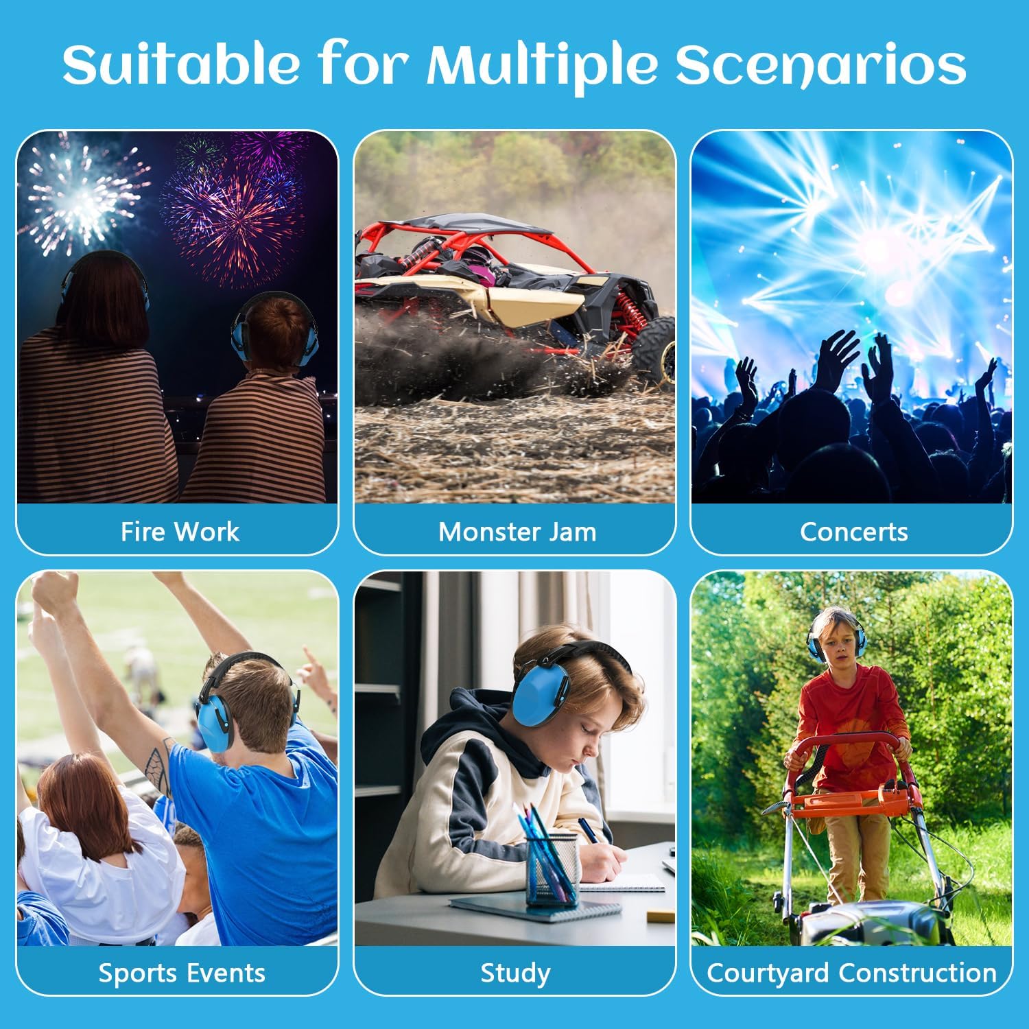 2 Pack Noise Canceling Headphones for Kids, Kids Ear Protection Earmuffs for Autism, Toddler, Children, Kids Noise Cancelling Headphones Sound Proof Earmuffs for Concerts, Air Shows, Fireworks - Image 6