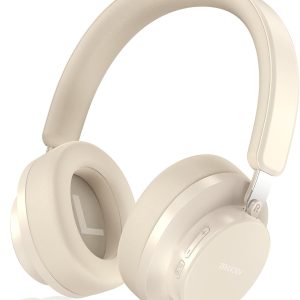Noise Cancelling Headphones Wireless Bluetooth, Over Ear Headphones Bluetooth with Microphone, Cancelling Wireless Headphones Over Ear, 65h Playtime, Clear Calls, Comfort Fit For Travel (Beige)
