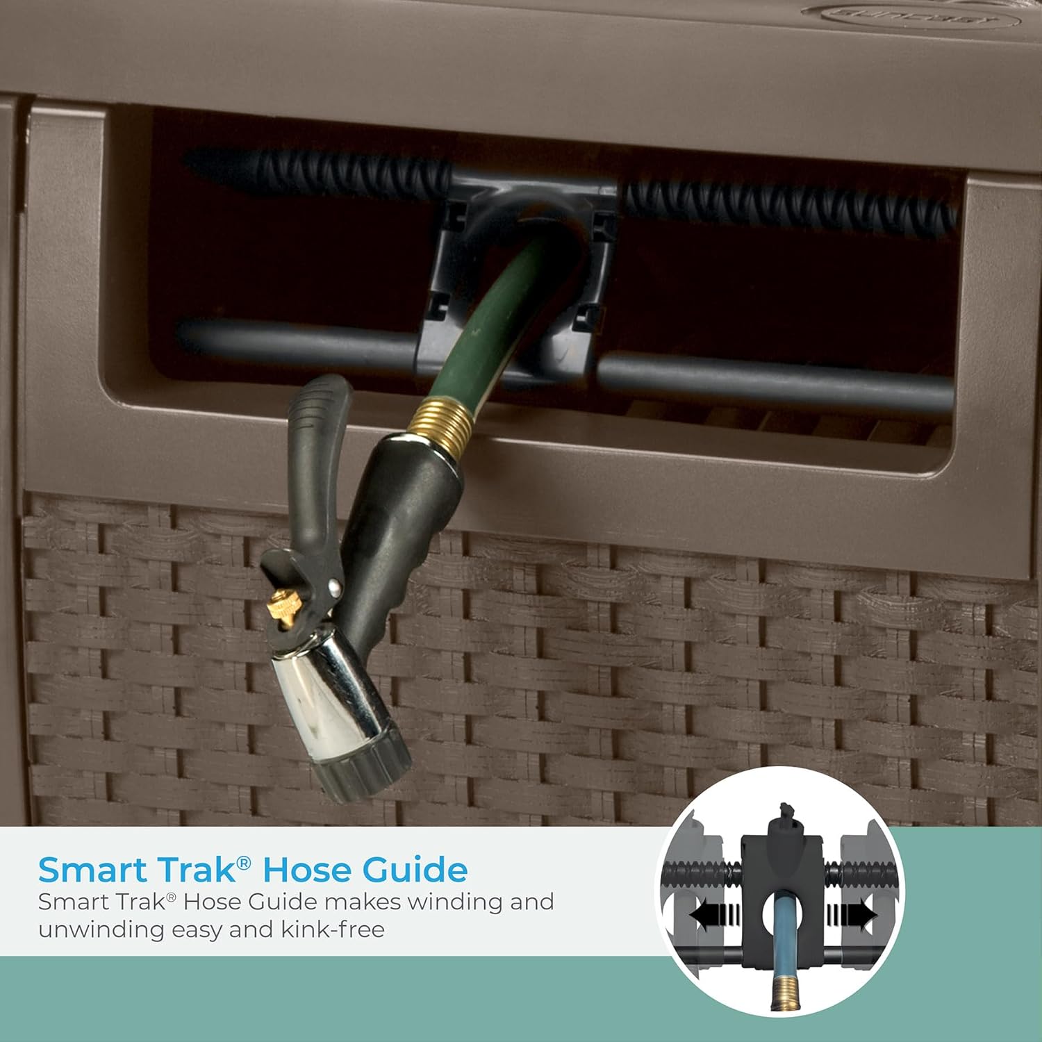 Suncast Hose Reel with Smart Trak Hose Guide, Water-Tight Connection, Durable Resin Construction, 225' Hose Capacity, Beige - Image 3