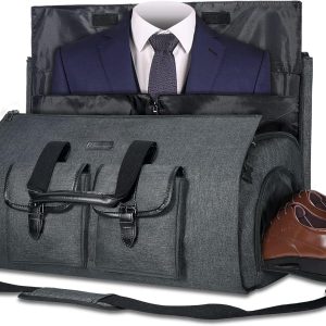 UNIQUEBELLA Carry-on Garment Bag Large Duffel Bag Suit Travel Bag Weekend Bag Flight Bag with Shoe Pouch for Men Women (Black) Age: Over 6 Years Old